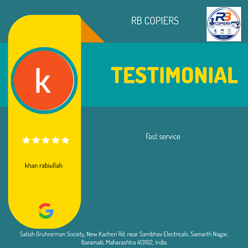 Khan Rabiullah's experience at RB COPIERS in Baramati was exceptional! He loved the color xerox s…
