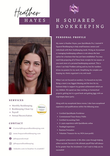H Squared Bookkeeping - Visual