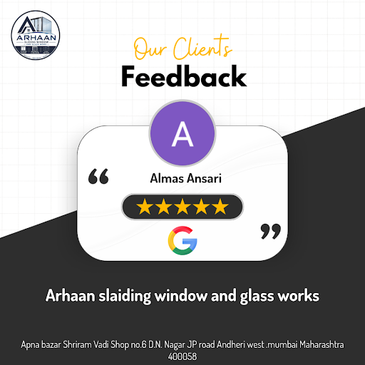 Almas Ansari from Andheri West, Mumbai, had an exceptional experience with Arhaan Sliding Window… post image