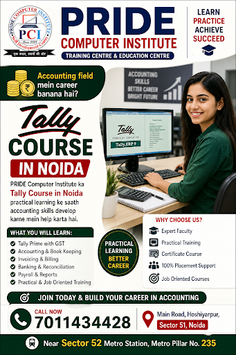 PRIDE Computer Institute ka Tally Course in Noida practical learning ke saath accounting skills d… post image