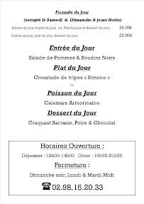 Menu Restaurant De Porc en Port Restaurant Breton en baie de Morlaix Page 7
