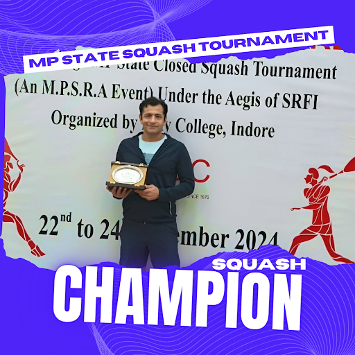 Congratulations Amitji lalwani on winning MP STATE SQUASH tournament in category above 45 age,
