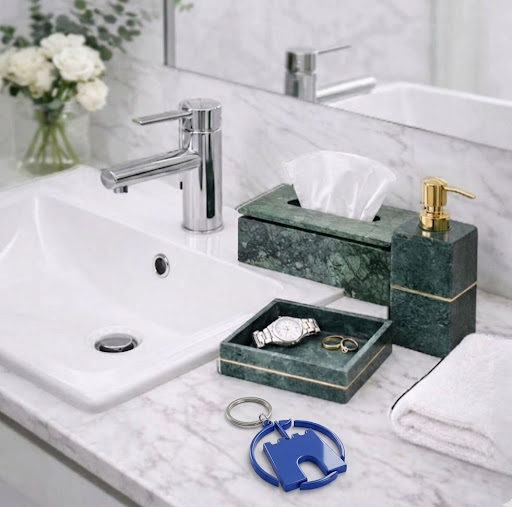 ✨ Upgrade your bathroom elegance with our exquisite Green Marble Bathroom Accessories Collection… post image