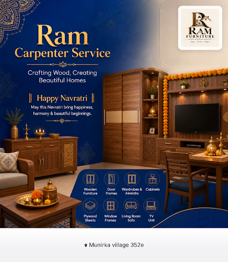 Ram Carpenter Service offers high-quality wooden furniture, door frames, wardrobes, plywood sheet… post image