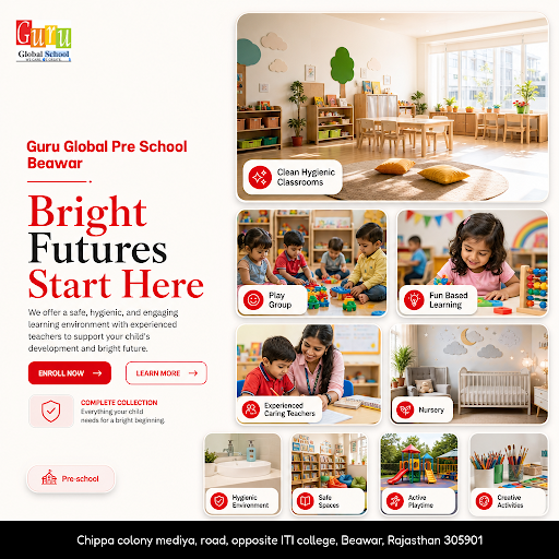 Guru Global Pre School Beawar offers clean hygienic classrooms, play group, fun based learning, e… post image