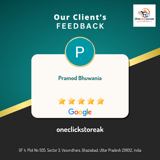 Pramod Bhuwania from Ghaziabad loves the exceptional service at oneclickstoreak! Discover our exq…