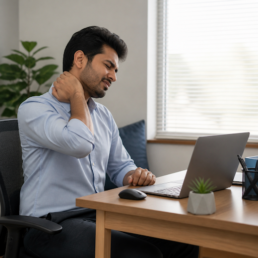 Neck and shoulder pain from long hours on laptop or desktop? At Aarya Physiotherapy Center, Ramja… post image