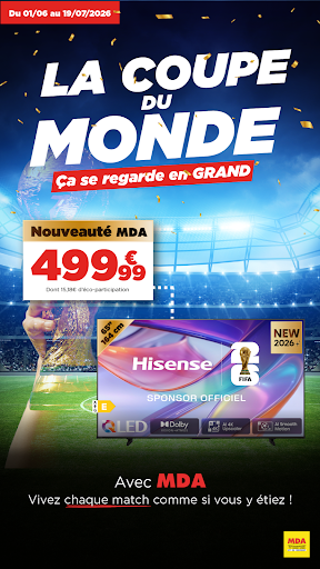 La Coupe du Monde 2026 approche à grands pas, et c’est le moment idéal pour vivre chaque match comme si vous étiez au stade ! Profitez d’offres exceptionnelles sur les plus grandes marques de téléviseurs et partagez des émotions inoubliables avec vos proches. Ne ratez pas cette occasion de vibrer ensemble devant l’écran, dans une ambiance festive et chaleureuse. Quantités limitées, alors foncez et préparez-vous à soutenir votre équipe préférée en grand !

#mda #coupedumonde #qled #oled #miniled #hisense