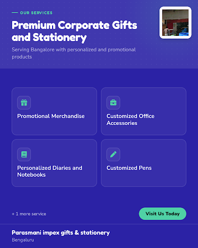 Parasmani Impex Gifts & Stationery is your go-to stationery shop near me in Bengaluru, offering c…