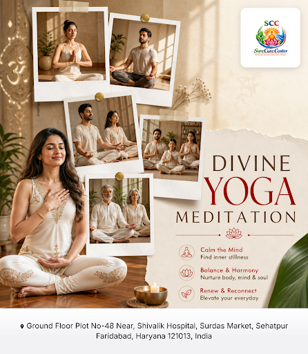 Experience holistic healing with Divine Yoga Meditation at SURECURE Center, enhancing your overal…