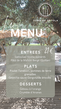 Menu Restaurant Domaine Ortola, côté table Page 2