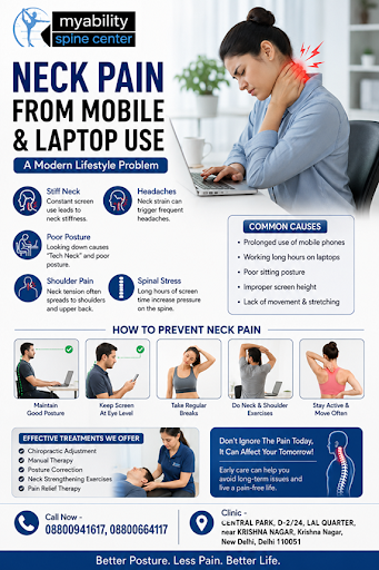 Long hours on mobile phones and laptops can lead to neck pain, stiffness, headaches, shoulder ten…