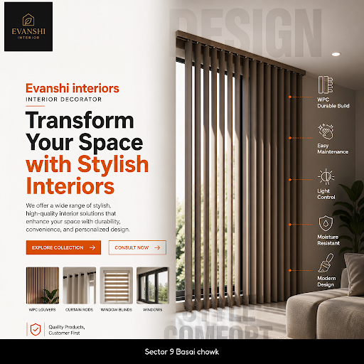 Evanshi Interiors specializes in elegant curtains, blinds, wallpapers, wooden and PVC flooring, g… post image