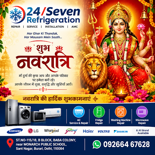 🌺 **24/Seven Refrigeration – शुभ नवरात्रि की हार्दिक शुभकामनाएँ** 🌺 post image