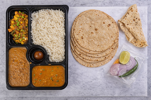 Ready for you Our executive veg thali, full of joy, 4 Roti, Jeera Rice, Mix veg, dal makhni, pane… post image