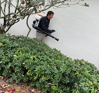 pest control technician applying mosquito control