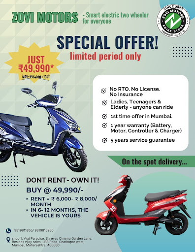 EV at just ₹ 49990* 1st Time in Mumbai with Removable Lithium Battery, No Licence & No RTO regist… post image