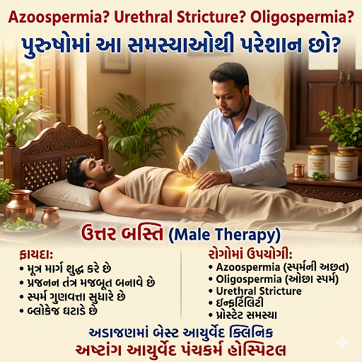 Uttar Basti પુરુષોમાં urinary અને reproductive system માટે ખાસ અને અસરકારક Panchakarma therapy છે… post image