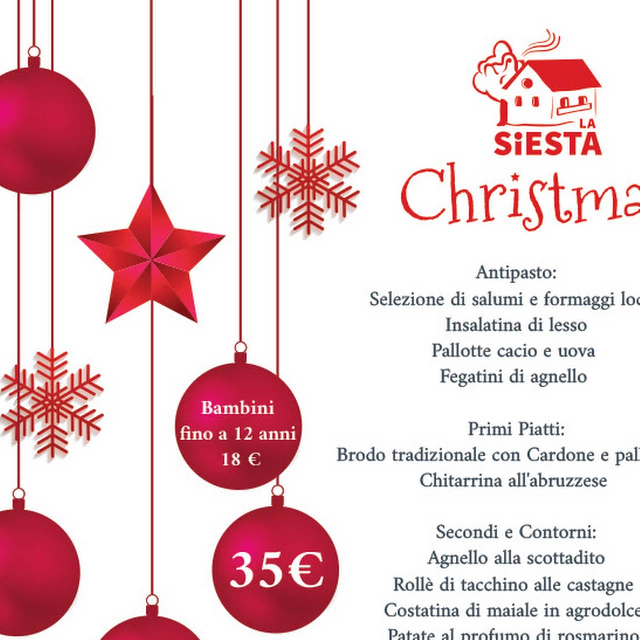 Menu Di Natale Abruzzese.Ristorante Pizzeria La Siesta Ristorante Italiano Pizzeria