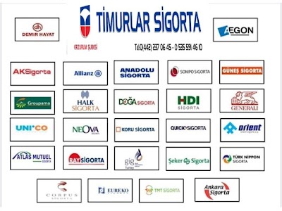 TİMURLAR SİGORTA ERZURUM ŞUBESİ Trafik, Kasko,Yangın, Dask,Kaza, Sağlık, Nakliyat, Sorumluluk, Hayat, Bireysel Emeklilik ve diğer tüm branşlarla faaliyetteyiz