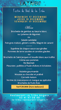 Menu Restaurant LA TRIBU. Ouvert du lundi au SAMEDI MIDI!! 🤩 Terrasse chauffée côté jardin Page 1