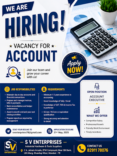 Looking for job openings in Mumbai with a stable local business? S.V.ENTERPRISES, a trusted hardw… post image
