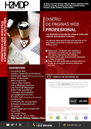 ▷ Diseño de paginas web en Monterrey México - H2Mdp - Thumbnail