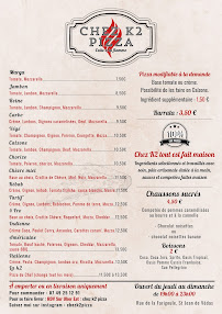 Menu Chez k2 Pizza Page 1