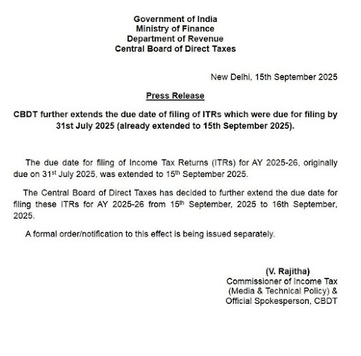 The due date for filing of Income Tax Returns (ITRs) for AY 2025-26, originally due on 31st July… post image