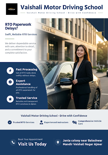 Vaishali Motor Driving School provides comprehensive All RTO Work services including vehicle regi… post image
