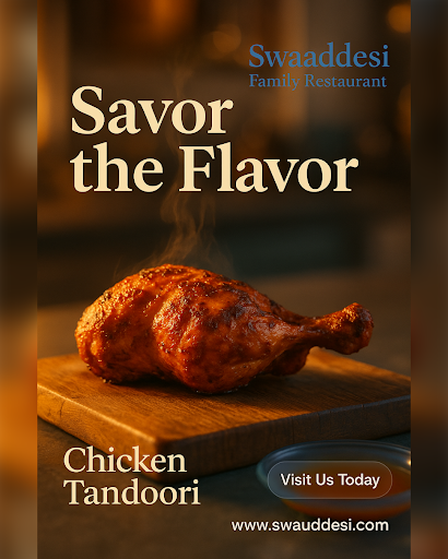 Indulge in the flavors of Jehanabad at Swaaddesi Family Restaurant! Our Chicken Tandoori is a cus…