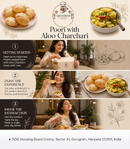 Enjoy delicious Poori with Aloo Charchari from Amantran by Chatterjee's Kitchen, your trusted tif… post image