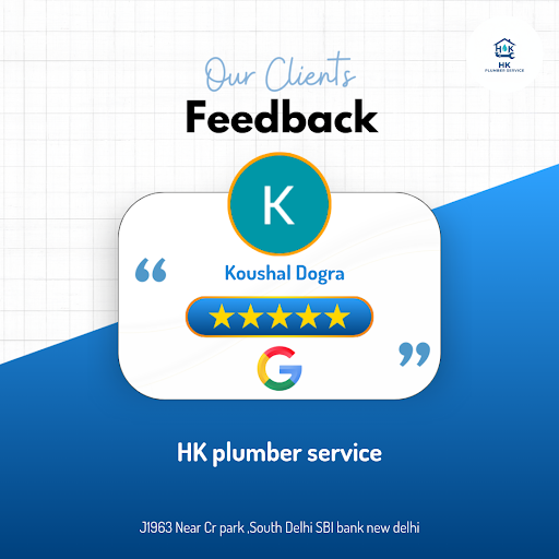 Koushal Dogra, a delighted customer from New Delhi, gives a 5-star review to HK Plumber Service,… post image
