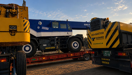 Mobile Crane transported on Low Bed Trailer in Abu Dhabi Industrial Area. Safe and reliable Mobil… post image