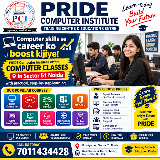 💻 Computer skills se career ko boost kijiye! PRIDE Computer Institute offers Computer Classes in… post image