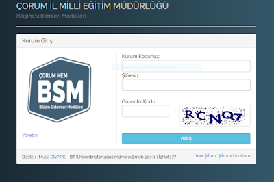 ÇORUM İl Milli Eğitim Müdürlüğü Bilişim Sistemleri
