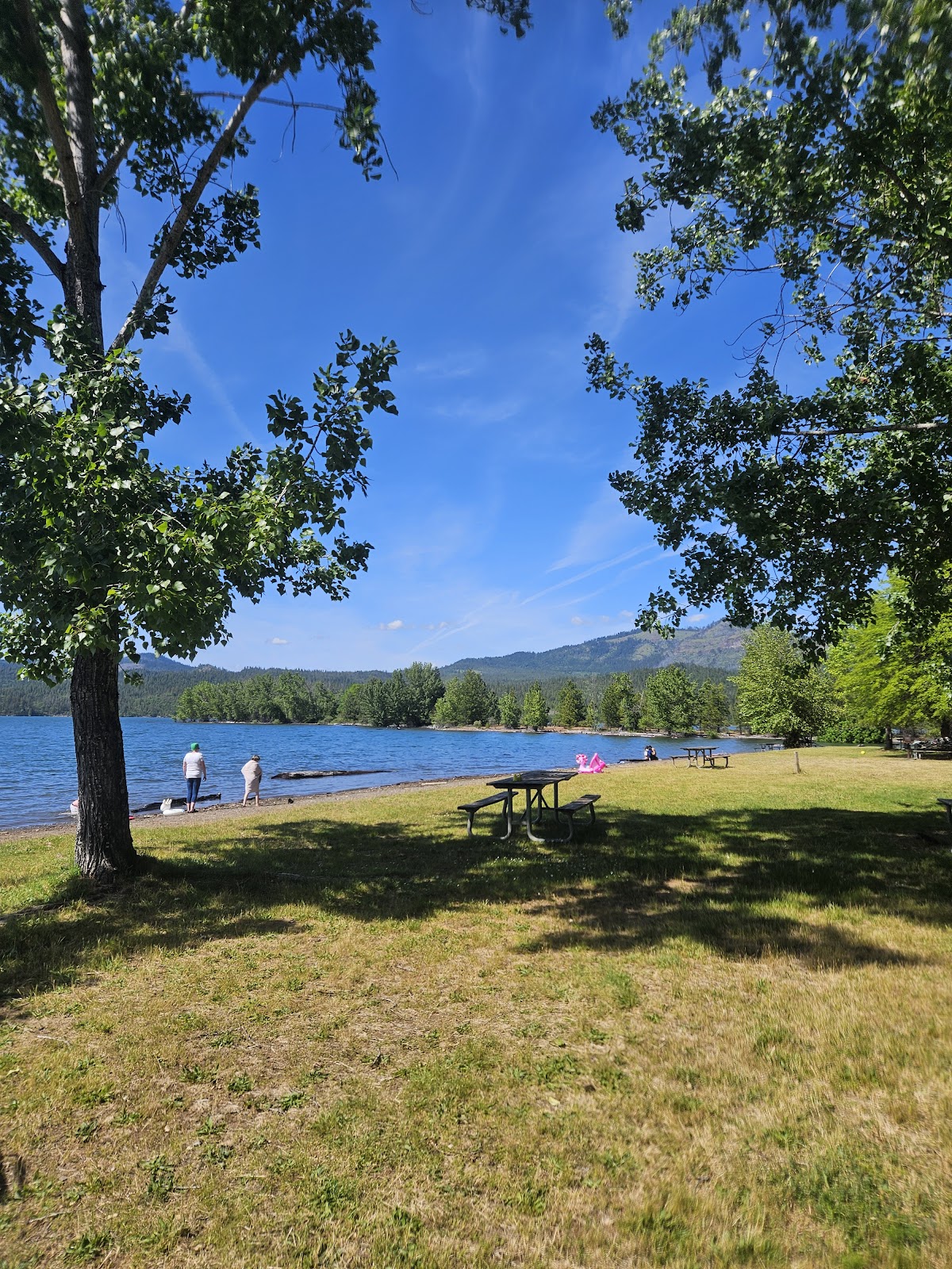 Lost Creek Lake picnic lawn and shoreline hangout area