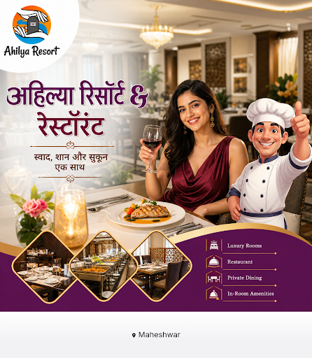 Ahilya Resort's restaurant offers a serene dining experience with exquisite cuisine, serving a ra… post image