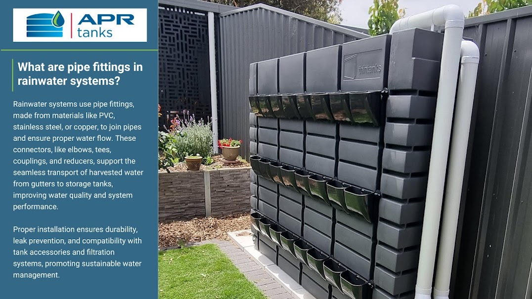 What are pipe fittings in rainwater systems? Rainwater systems use pipe fittings, made from materials like PVC, stainless steel, or copper, to join pipes and ensure proper water flow. These connectors, like elbows, tees, couplings, and reducers, support the seamless transport of harvested water from gutters to storage tanks, improving water quality and system performance. Proper installation ensures durability, leak prevention, and compatibility with tank accessories and filtration systems, promoting sustainable water management.