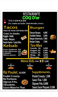 Menu Coq d'or Page 1