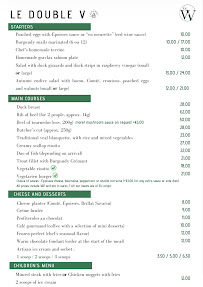 Menu Le Double V restaurant Page 1