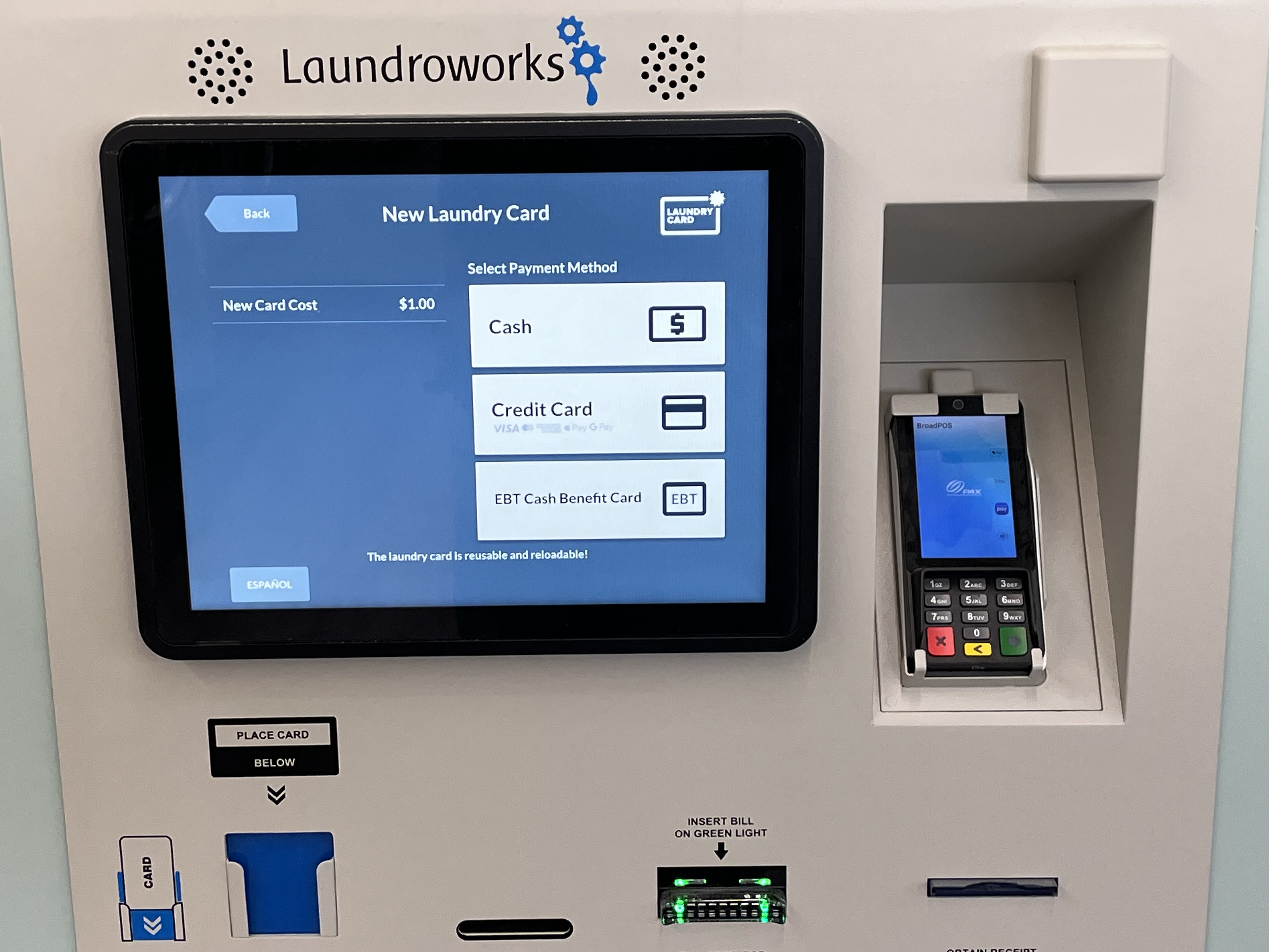 Hillside Launderette storefront and entrance in Amesbury