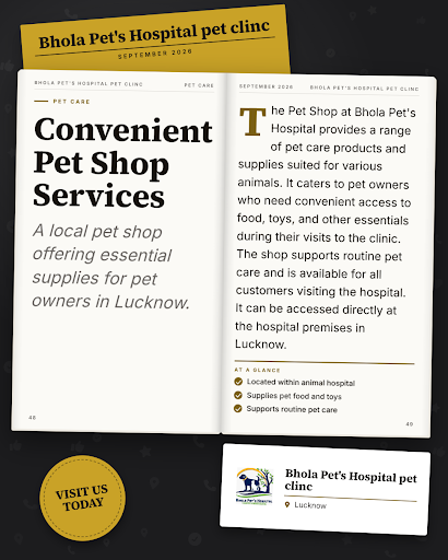 Bhola Pet's Hospital pet clinic in Lucknow offers convenient pet shop services alongside comprehe… post image