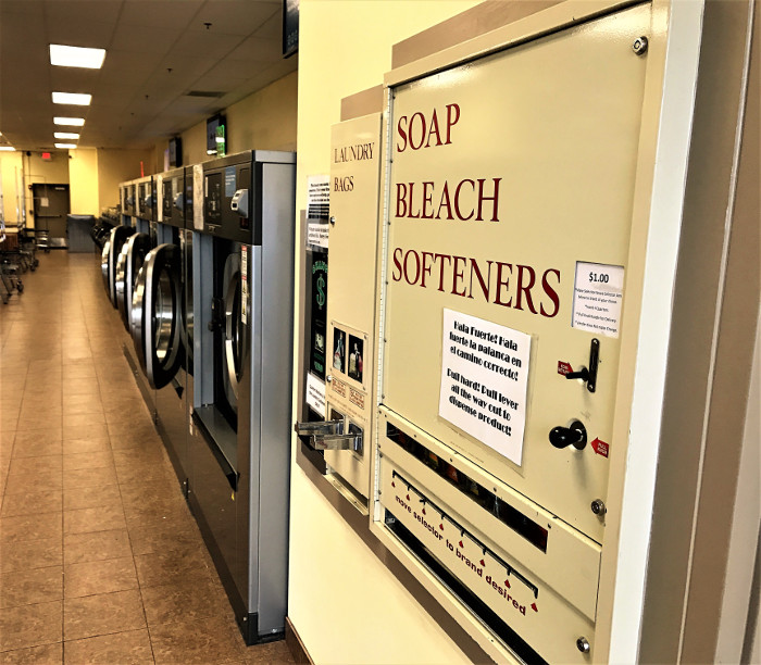 Self-service laundry at Neptune Laundromat, Malden, MA