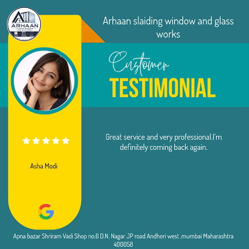 Asha Modi raves about her exceptional experience with Arhaan Sliding Window and Glass Works in An… post image
