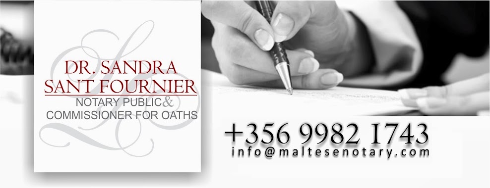 Malta Notary Public Dr. Sandra Magri Sant Fournier & Commissioner for Oaths - Nutar, Author: Malta Notary Public Dr. Sandra Magri Sant Fournier & Commissioner for Oaths - Nutar