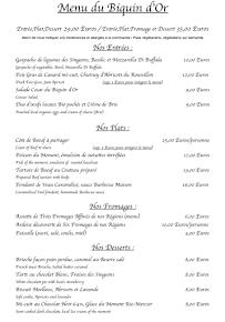 Menu Le Biquin d'Or Page 3