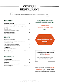 Menu CENTRAL - Restaurant La Rochelle Page 1