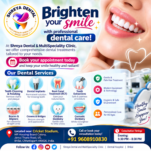 Brighten your smile with professional dental care! At Shreya Dental & MultiSpeciality Clinic, we… post image