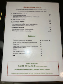 Menu La Route de la Soie Page 1